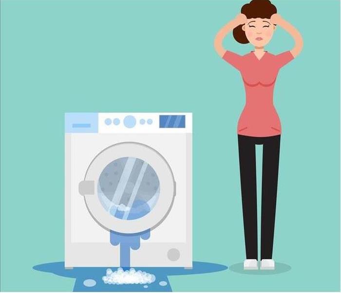 clothes washer overflowing, distraught female