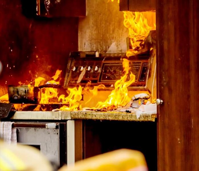 Kitchen engulfed in flames