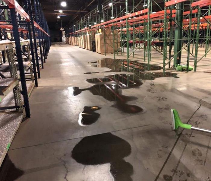 water puddles in a warehouse