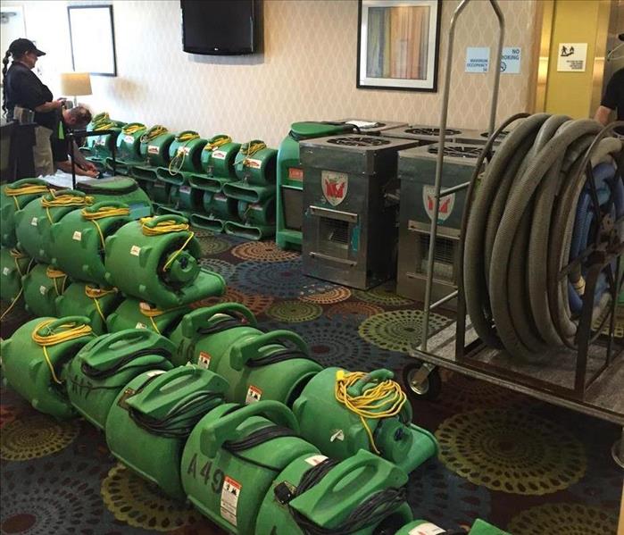 staged servpro air movers